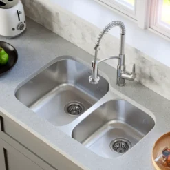 Karran Profile 32" Undermount Stainless Steel Kitchen Sink with Accessories, 60/40 Double Bowl, 18 Gauge, PU23R-PK1