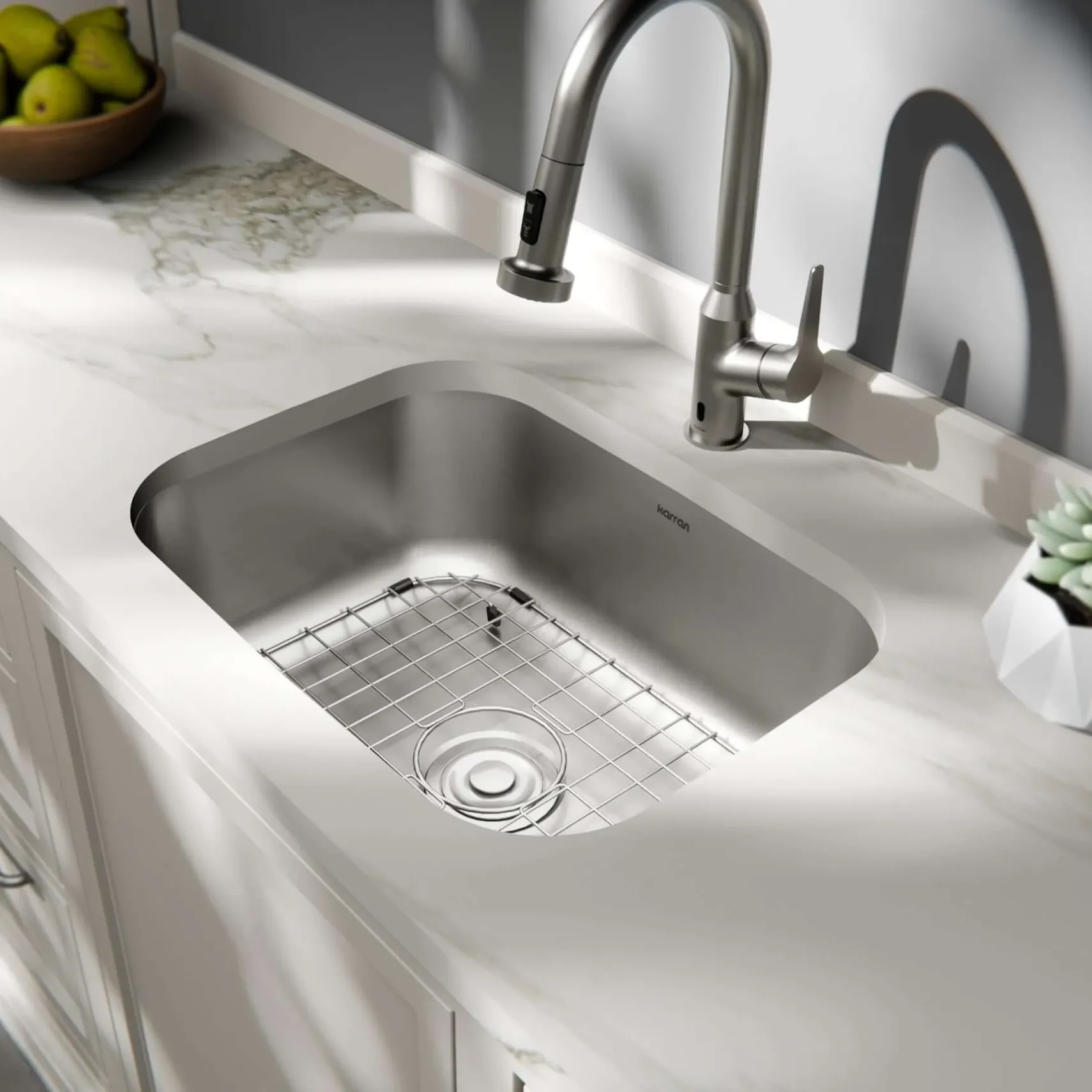 Karran Profile 23" Undermount Stainless Steel Kitchen Sink with Accessories, 18 Gauge, PRU37-PK1