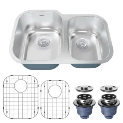 Karran Profile 32" Undermount Stainless Steel Kitchen Sink with Accessories, 60/40 Double Bowl, 18 Gauge, PRU33R-PK1