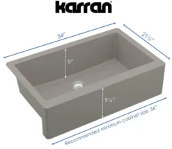 Karran 34" Quartz Composite Farmhouse Sink, Concrete, QA-740-CN