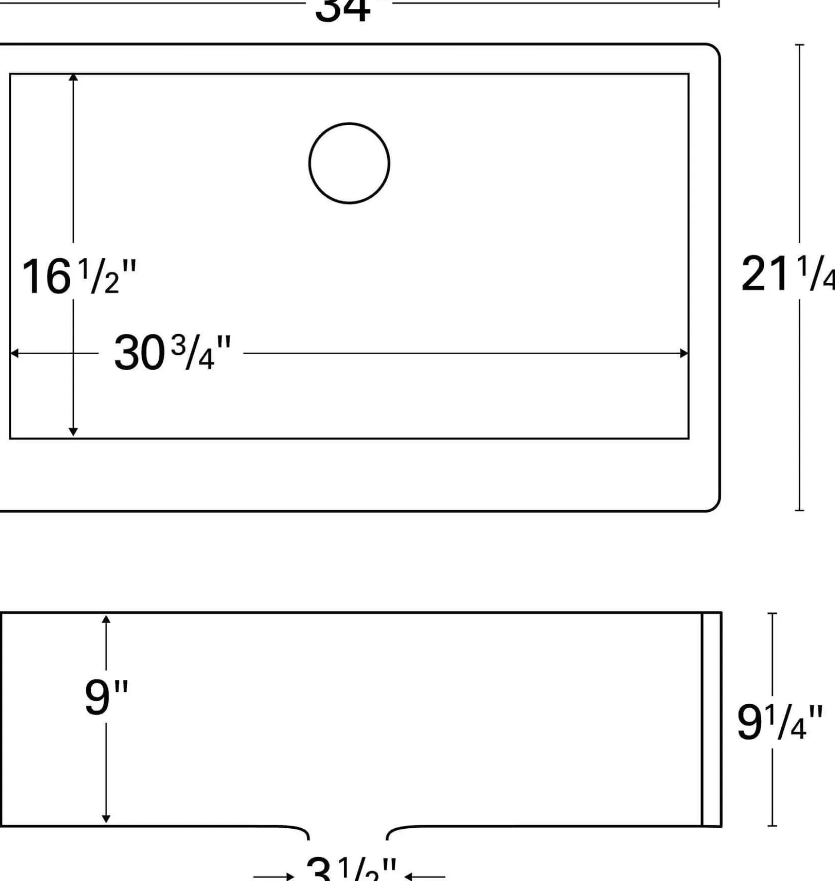 Karran 34" Quartz Composite Farmhouse Sink, Concrete, QA-740-CN