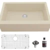 Karran 34" Quartz Composite Farmhouse Sink, Bisque, QA-740-BI-PK1