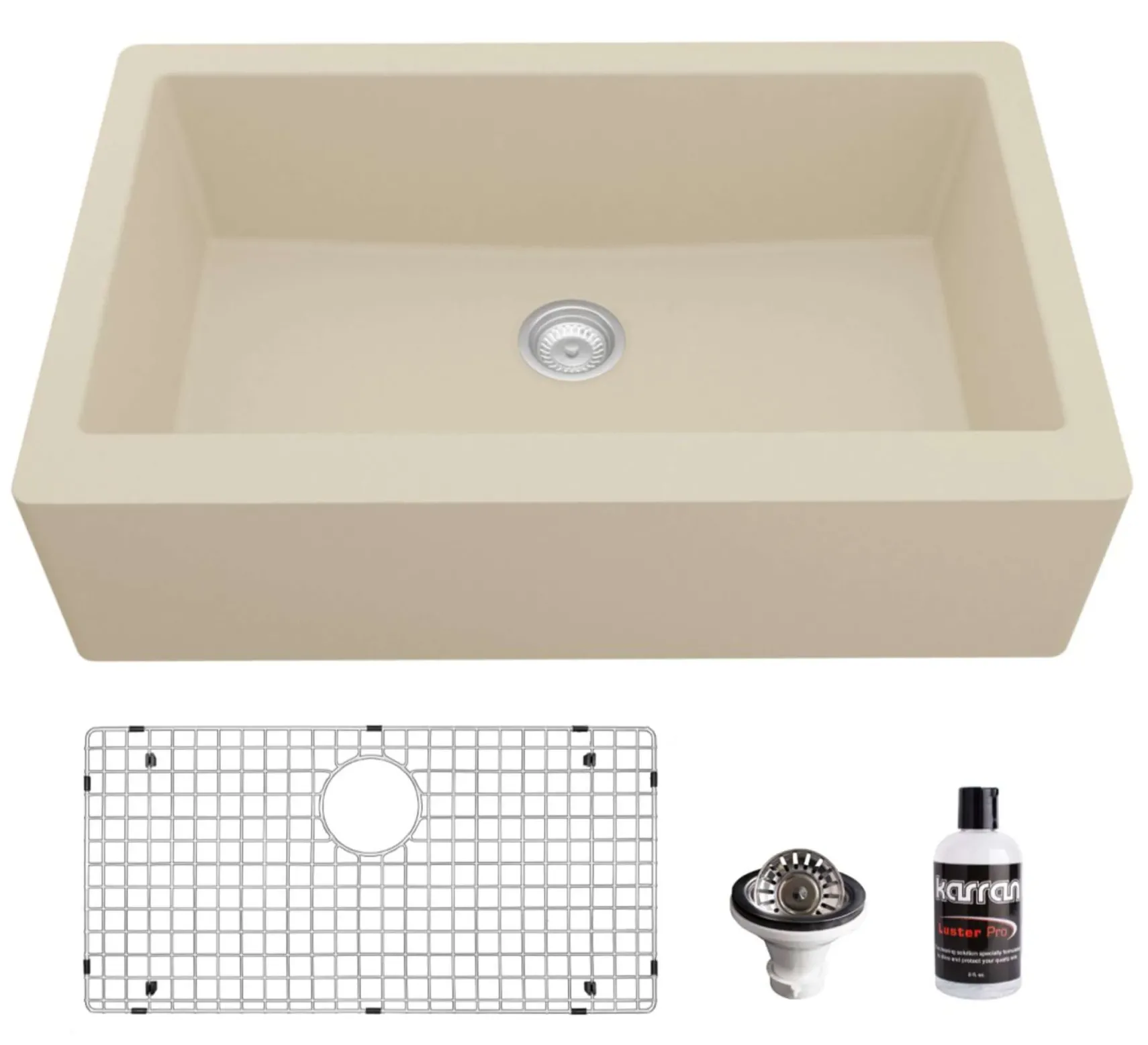 Karran 34" Quartz Composite Farmhouse Sink, Bisque, QA-740-BI-PK1