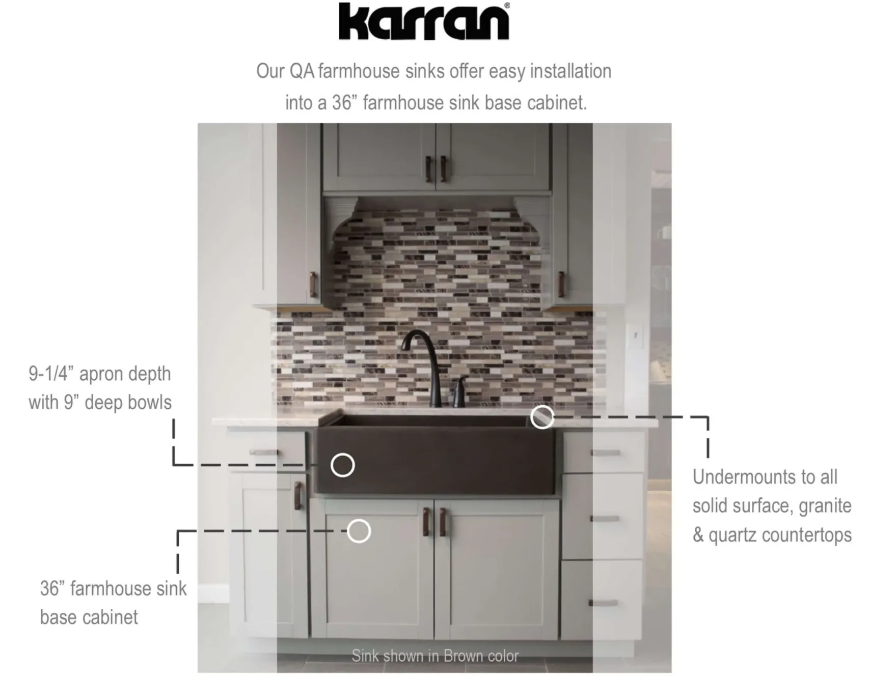 Karran 34" Quartz Composite Farmhouse Sink, Black, QA-740-BL-PK1