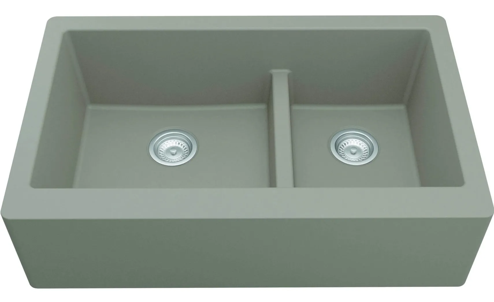 Karran 34" Quartz Composite Farmhouse Sink, 60/40 Double Bowl, Concrete, QA-760-CN