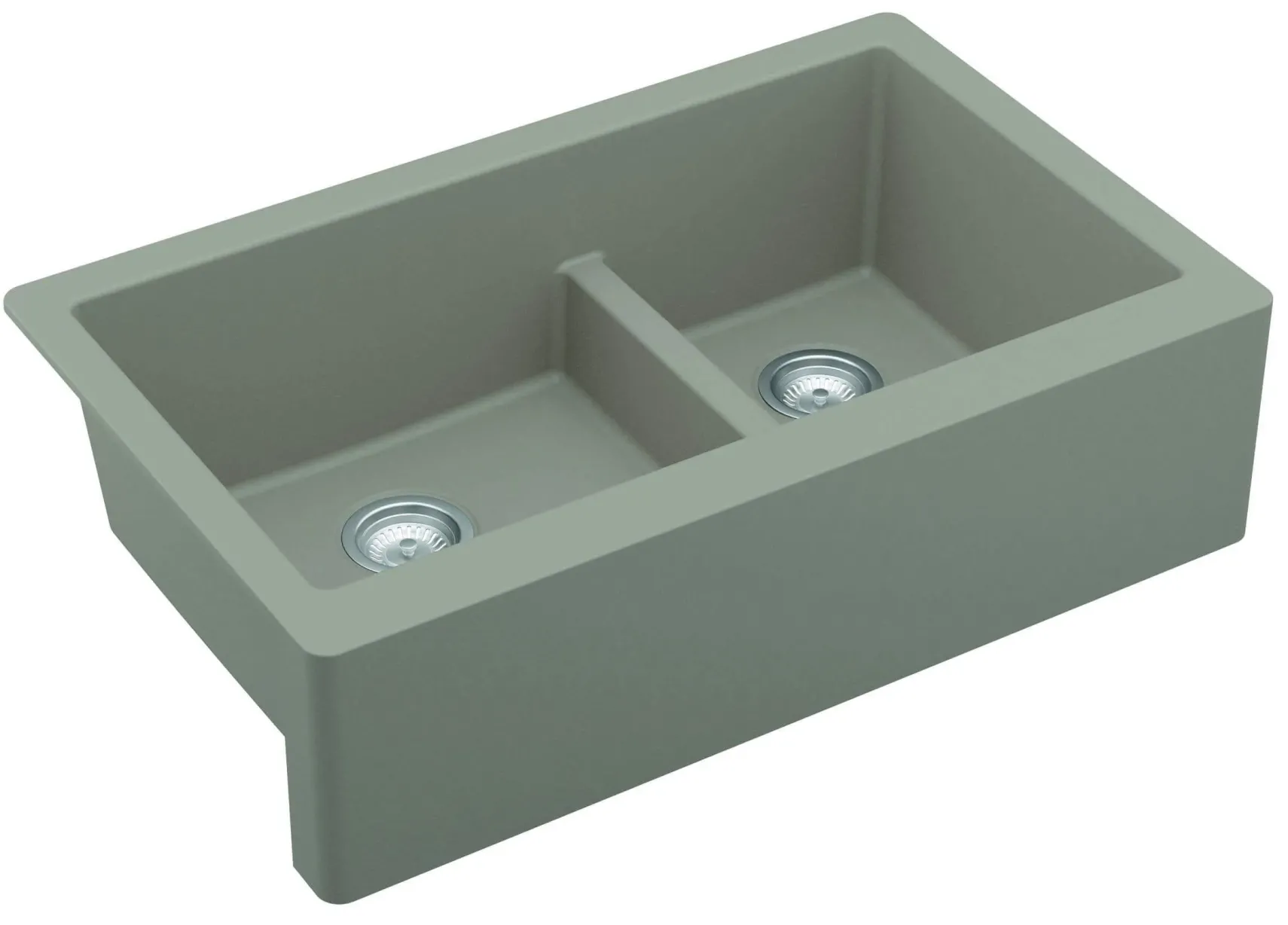 Karran 34" Quartz Composite Farmhouse Sink, 60/40 Double Bowl, Concrete, QA-760-CN