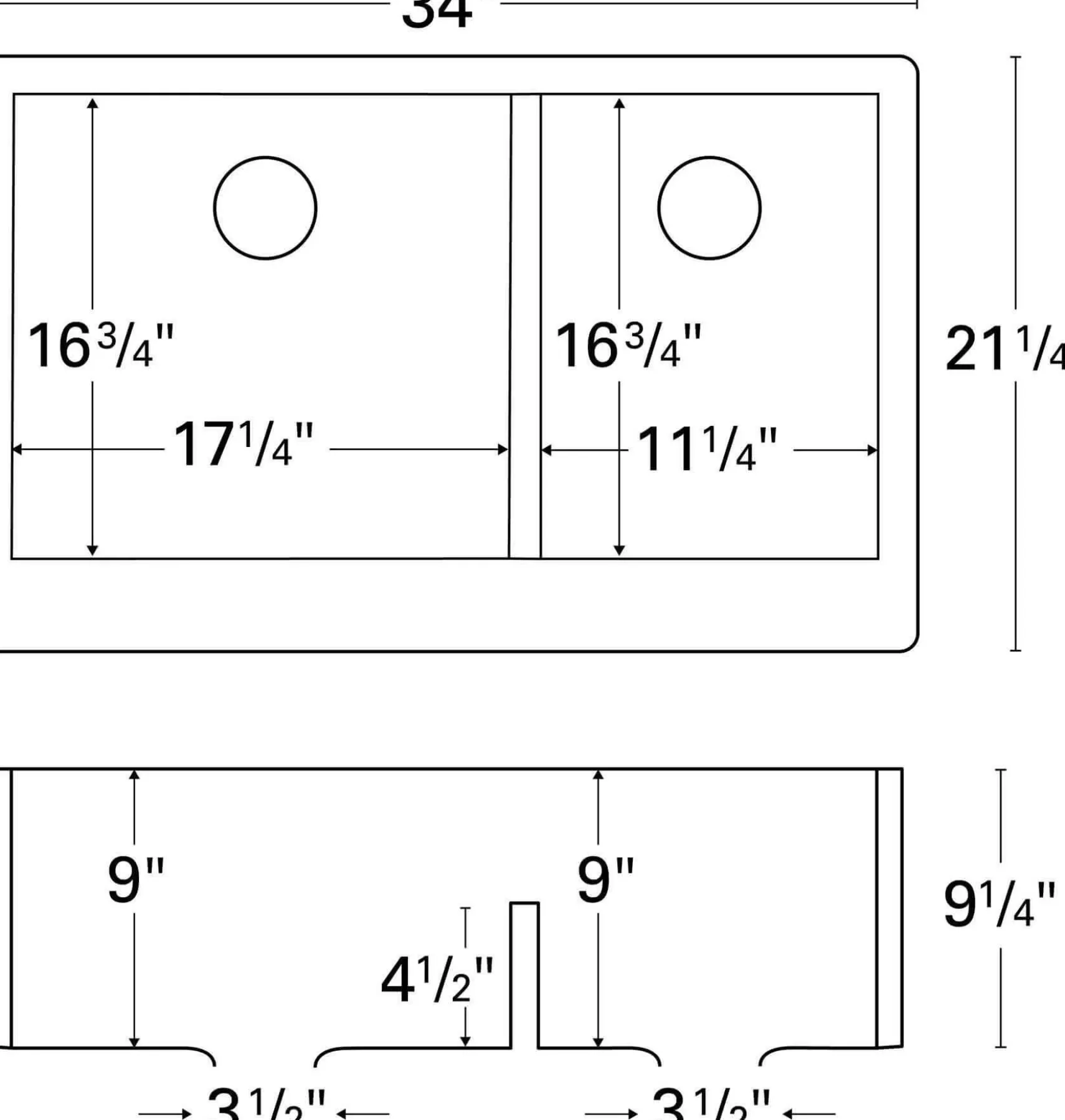 Karran 34" Quartz Composite Farmhouse Sink, 60/40 Double Bowl, Concrete, QA-760-CN
