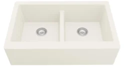 Karran 34" Quartz Composite Farmhouse Sink, 50/50 Double Bowl, White, QA-750-WH