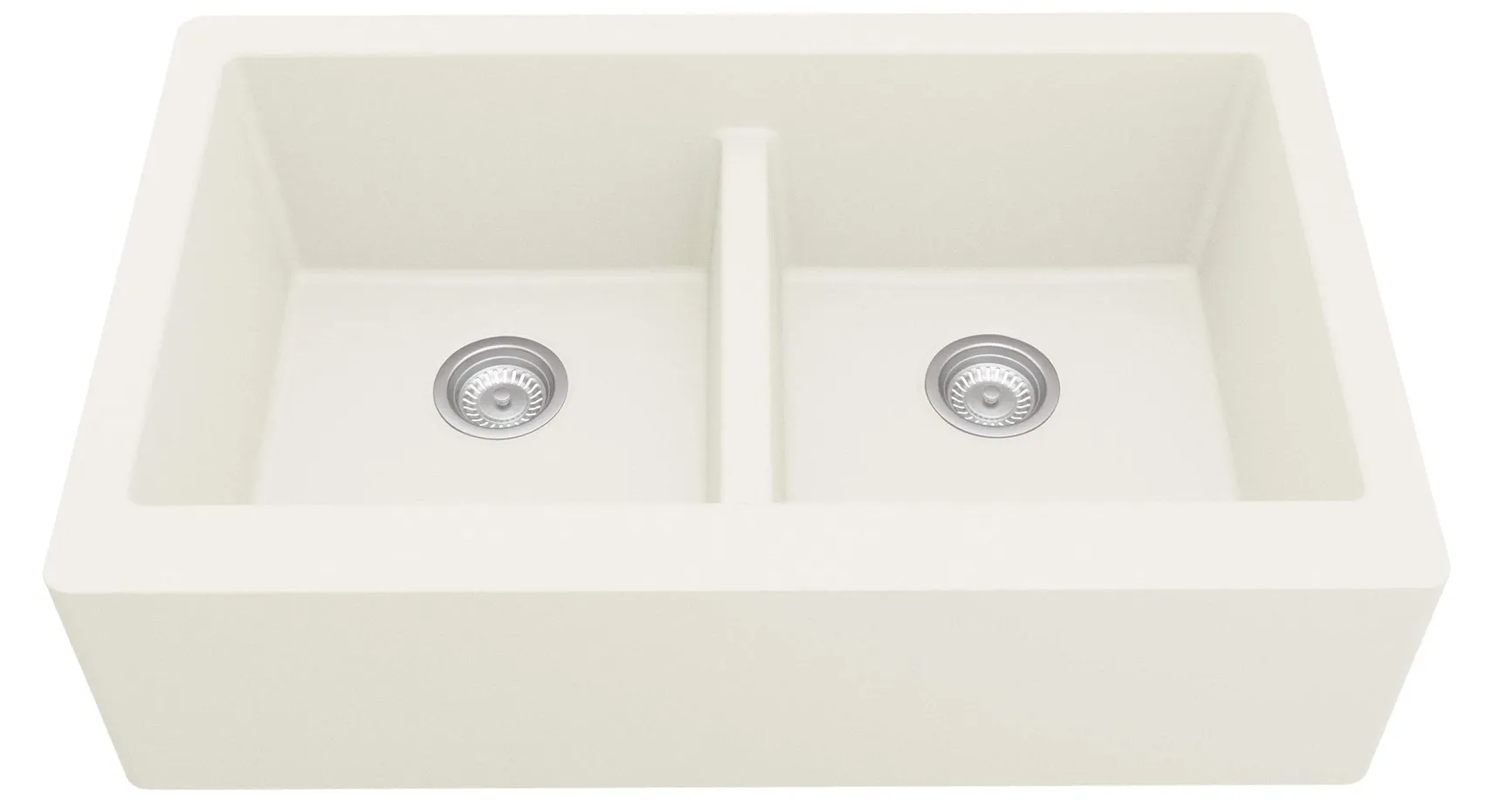 Karran 34" Quartz Composite Farmhouse Sink, 50/50 Double Bowl, White, QA-750-WH