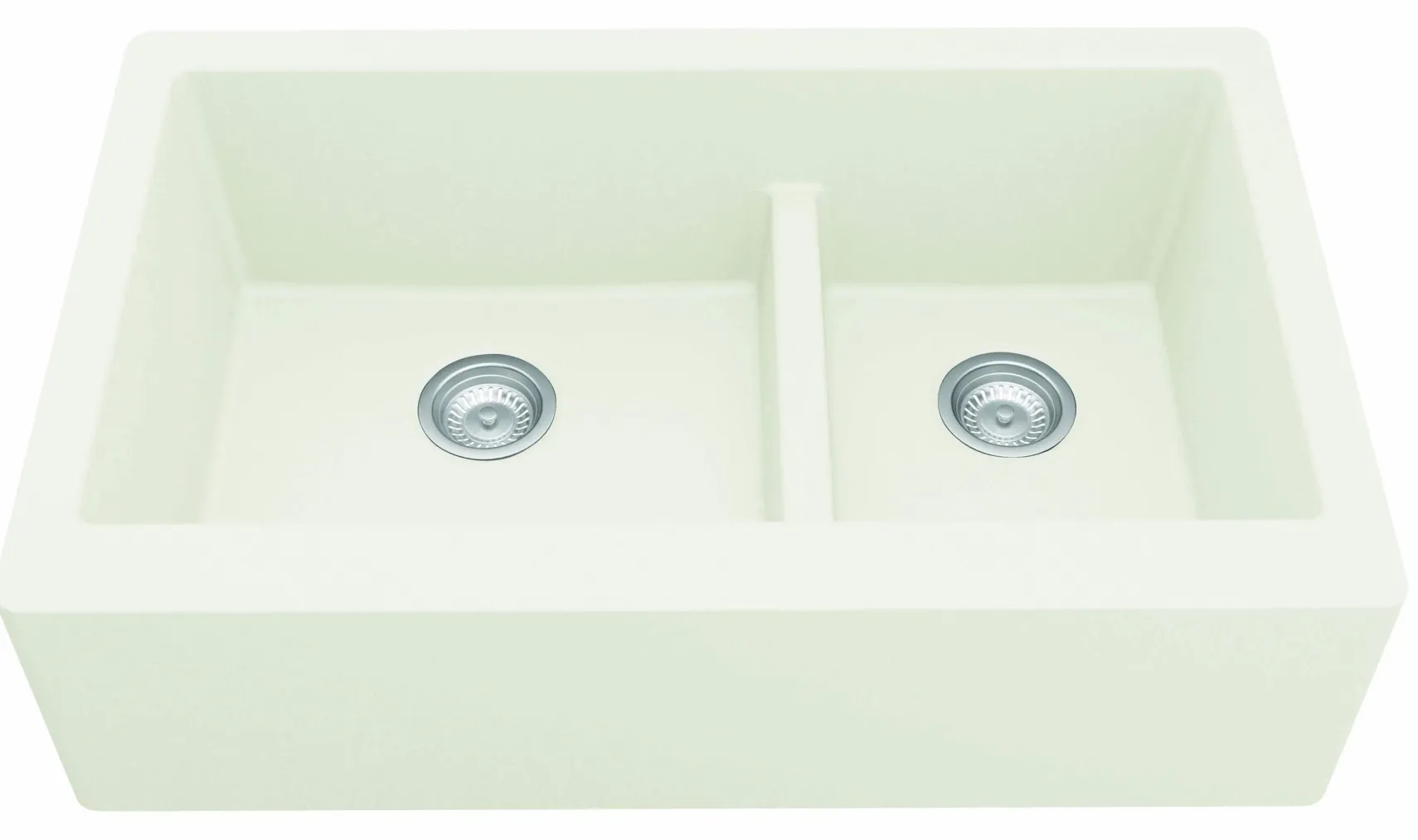 Karran 34" Quartz Composite Farmhouse Sink, 60/40 Double Bowl, White, QA-760-WH