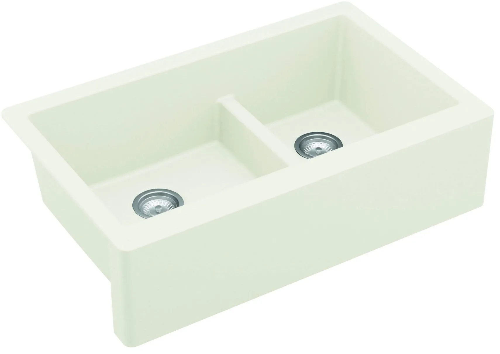 Karran 34" Quartz Composite Farmhouse Sink, 60/40 Double Bowl, White, QA-760-WH
