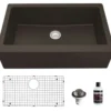 Karran 34" Quartz Composite Farmhouse Sink, Brown, QA-740-BR-PK1