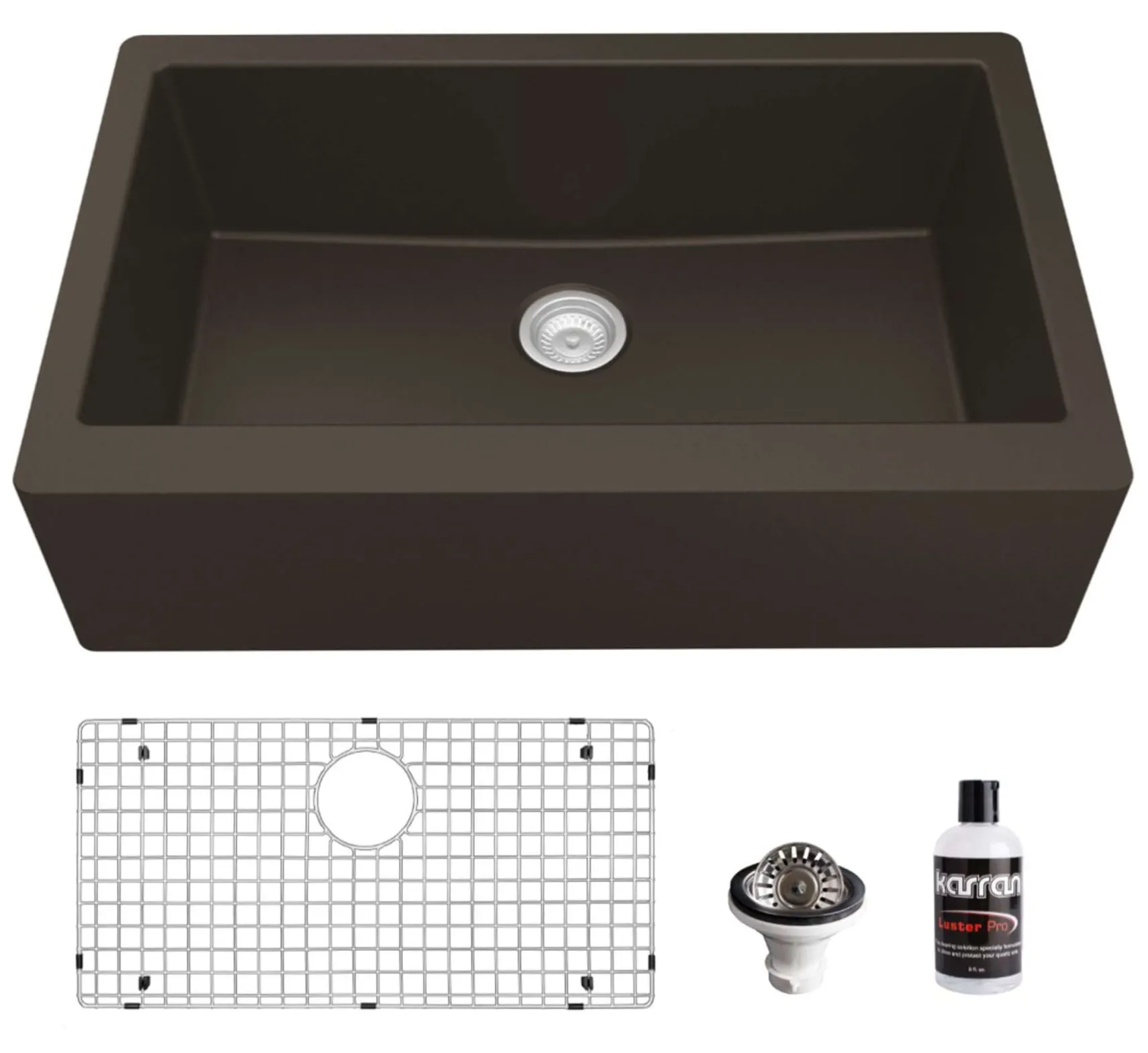 Karran 34" Quartz Composite Farmhouse Sink, Brown, QA-740-BR-PK1
