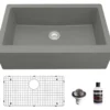 Karran 34" Quartz Composite Farmhouse Sink, Grey, QA-740-GR-PK1