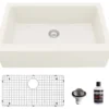 Karran 34" Quartz Composite Farmhouse Sink, White, QA-740-WH-PK1