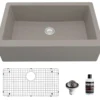 Karran 34" Quartz Composite Farmhouse Sink, Concrete, QA-740-CN-PK1