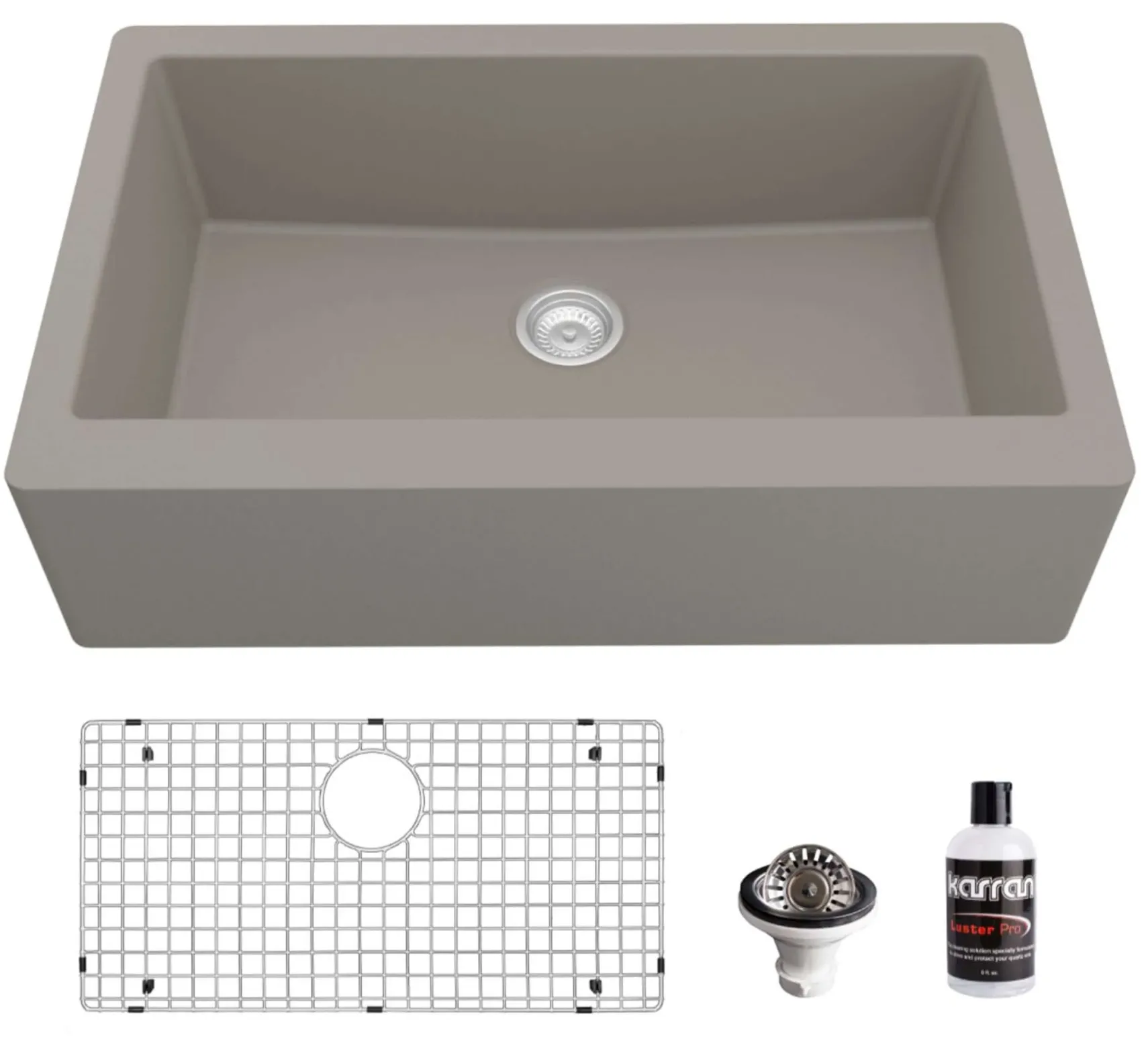Karran 34" Quartz Composite Farmhouse Sink, Concrete, QA-740-CN-PK1