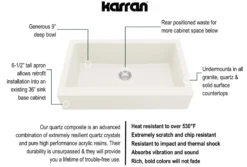 Karran 34" Quartz Composite Retrofit Farmhouse Sink, White, QAR-740-WH