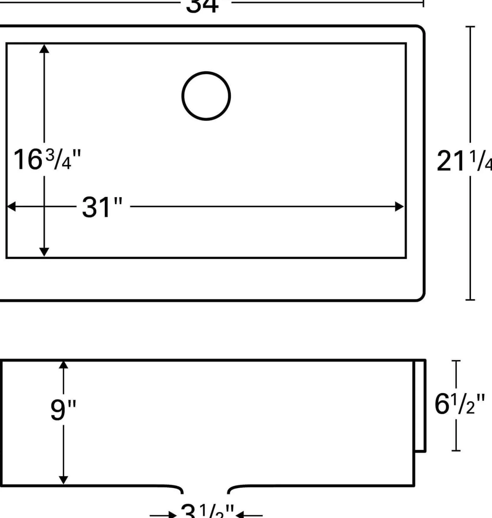 Karran 34" Quartz Composite Retrofit Farmhouse Sink, White, QAR-740-WH