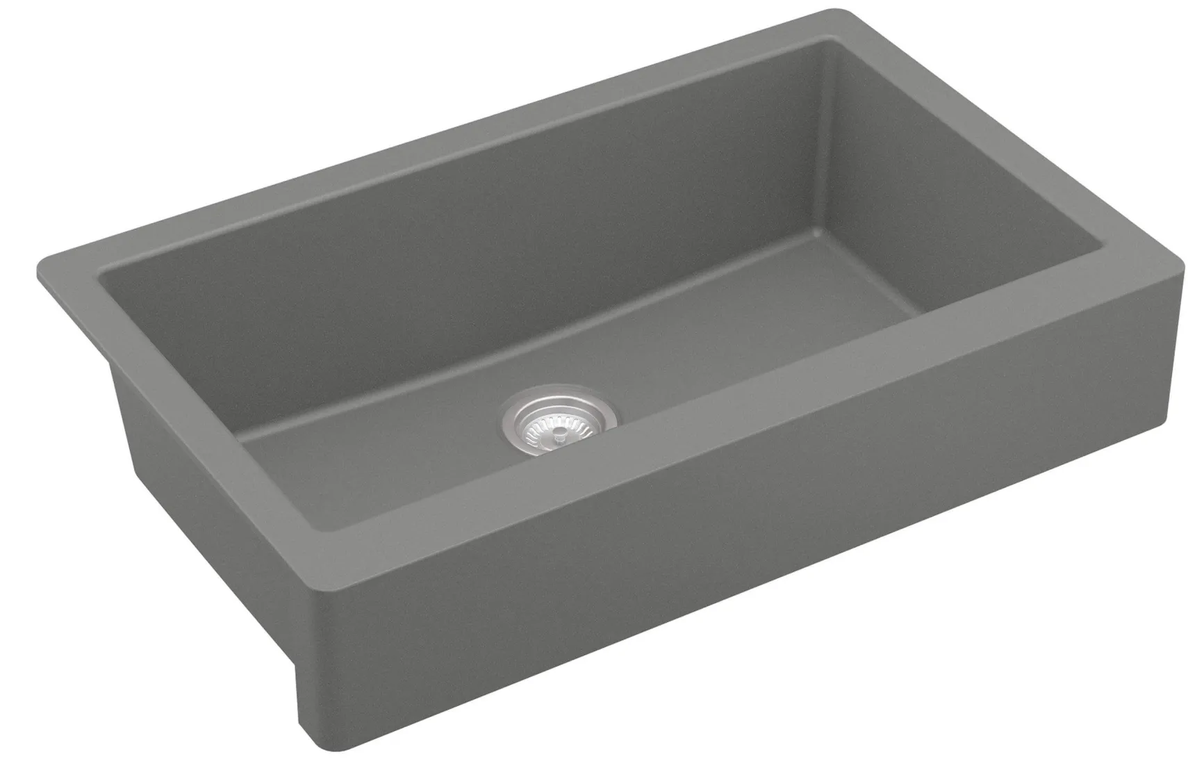 Karran 34" Quartz Composite Retrofit Farmhouse Sink, Grey, QAR-740-GR