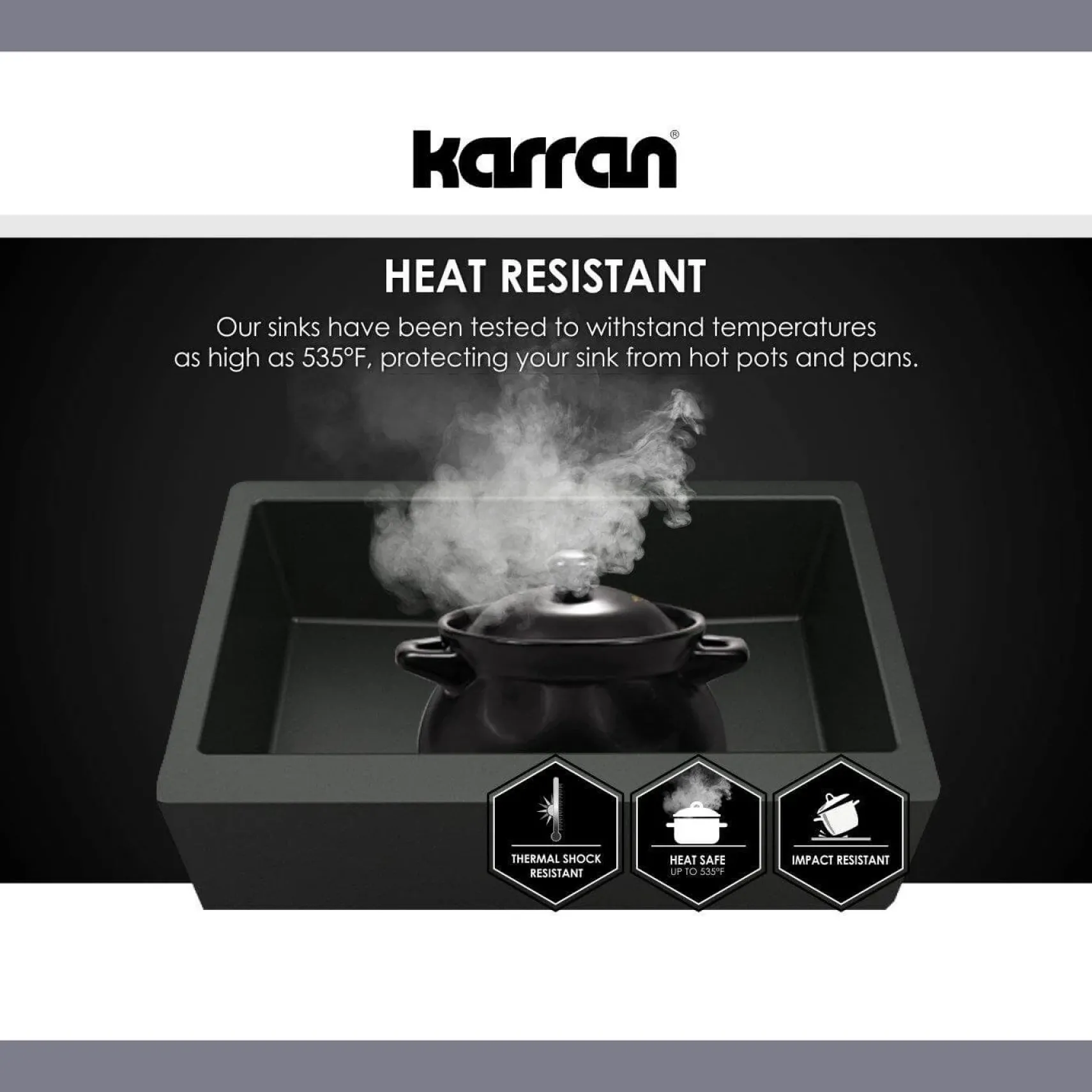 Karran 34" Quartz Composite Retrofit Farmhouse Sink, Grey, QAR-740-GR
