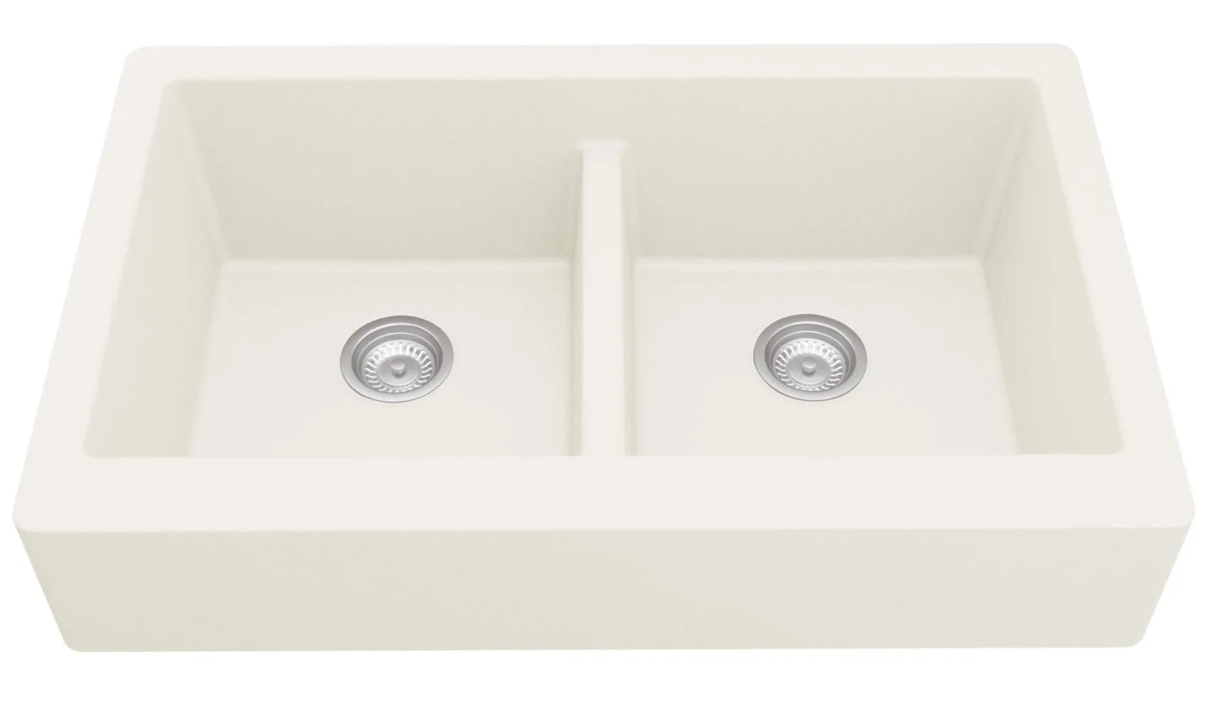 Karran 34" Quartz Composite Retrofit Farmhouse Sink, 50/50 Double Bowl, White, QAR-750-WH