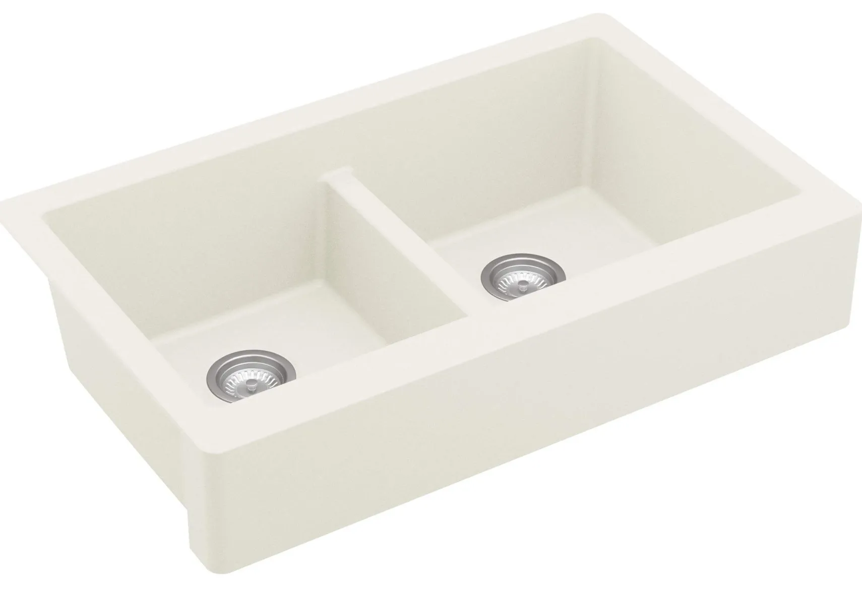 Karran 34" Quartz Composite Retrofit Farmhouse Sink, 50/50 Double Bowl, White, QAR-750-WH