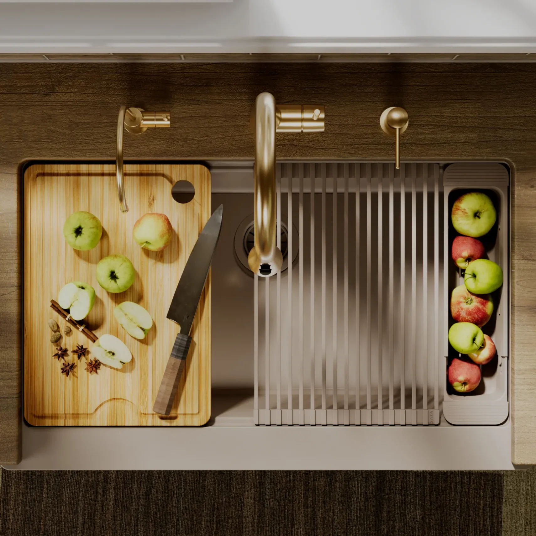 Karran 34" Quartz Composite Retrofit Workstation Farmhouse Sink, Concrete, QARWS-740-CN-PK2