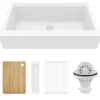 Karran 34" Quartz Composite Retrofit Workstation Farmhouse Sink, White, QARWS-740-WH-PK2