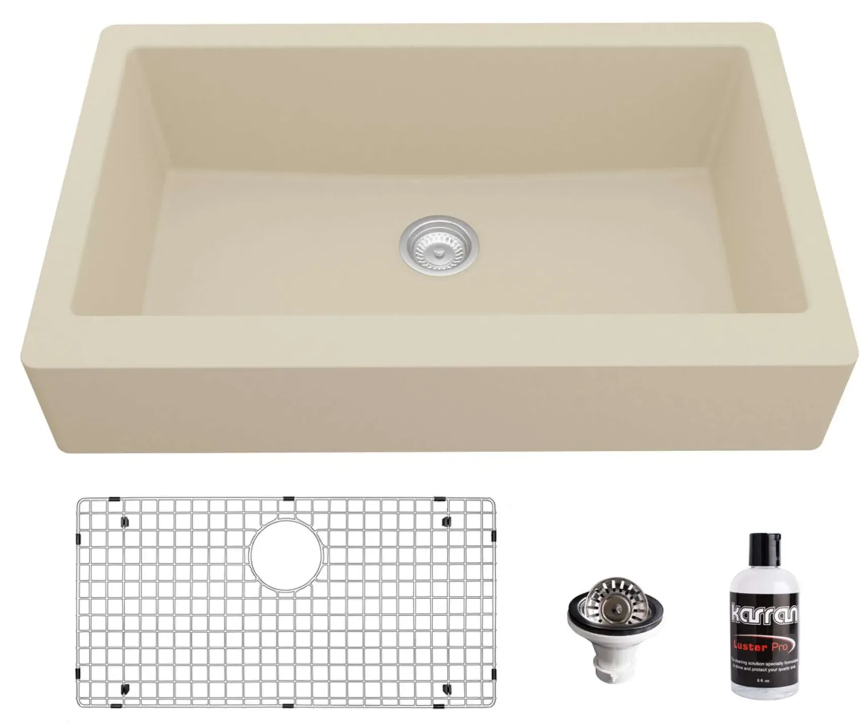 Karran 34" Quartz Composite Retrofit Farmhouse Sink, Bisque, QAR-740-BI-PK1