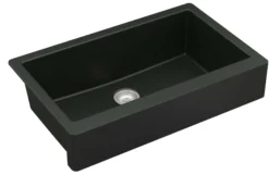 Karran 34" Quartz Composite Retrofit Farmhouse Sink, Black, QAR-740-BL-PK1