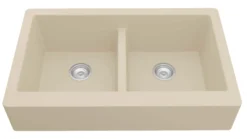 Karran 34" Quartz Composite Retrofit Farmhouse Sink, 50/50 Double Bowl, Bisque, QAR-750-BI-PK1