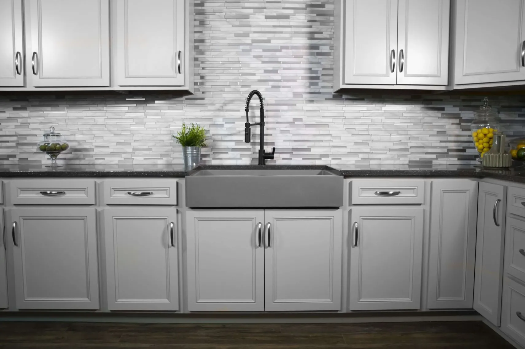 Karran 34" Quartz Composite Retrofit Farmhouse Sink, 50/50 Double Bowl, Grey, QAR-750-GR-PK1