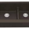 Karran 34" Quartz Composite Retrofit Farmhouse Sink, 60/40 Double Bowl, Brown, QAR-760-BR