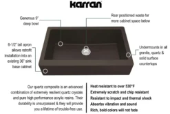 Karran 34" Quartz Composite Retrofit Farmhouse Sink, Brown, QAR-740-BR