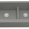 Karran 34" Quartz Composite Retrofit Farmhouse Sink, 60/40 Double Bowl, Grey, QAR-760-GR