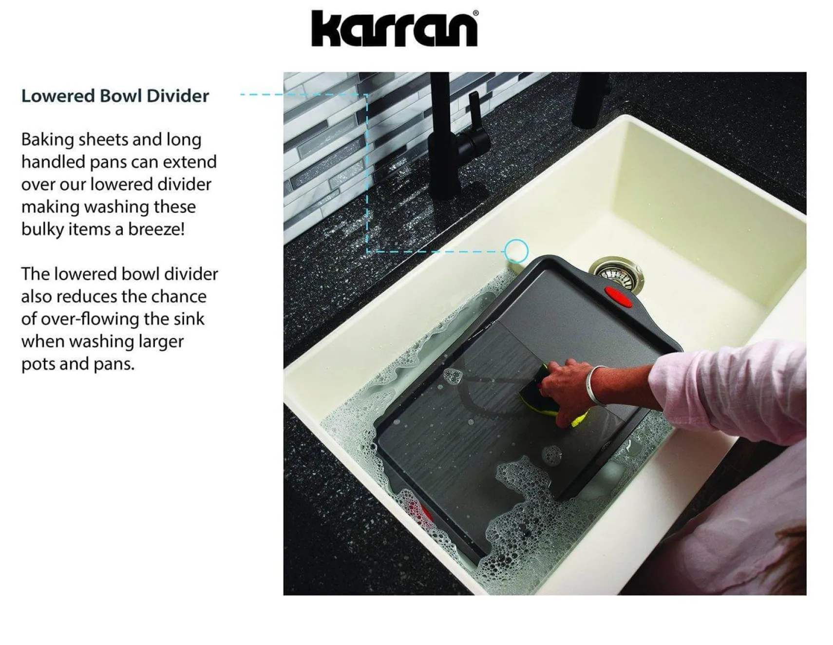 Karran 34" Quartz Composite Retrofit Farmhouse Sink, 60/40 Double Bowl, Grey, QAR-760-GR