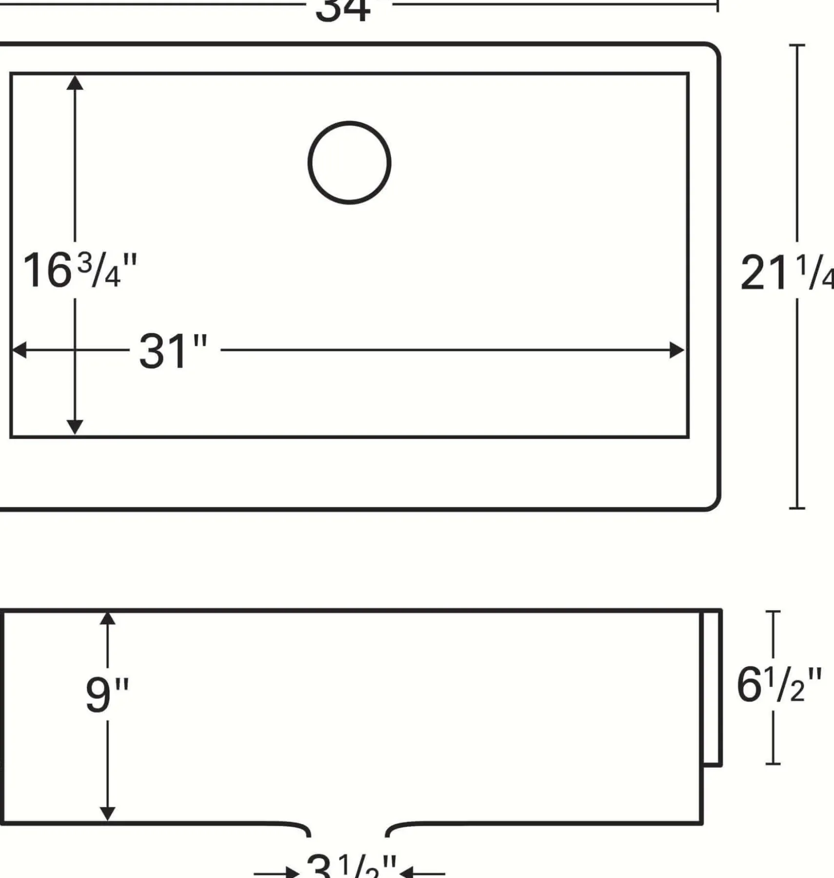 Karran 34" Quartz Composite Retrofit Farmhouse Sink, White, QAR-740-WH-PK1