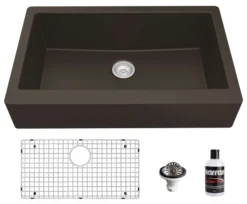 Karran 34" Quartz Composite Retrofit Farmhouse Sink, Brown, QAR-740-BR-PK1
