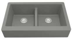 Karran 34" Quartz Composite Retrofit Farmhouse Sink, 50/50 Double Bowl, Grey, QAR-750-GR
