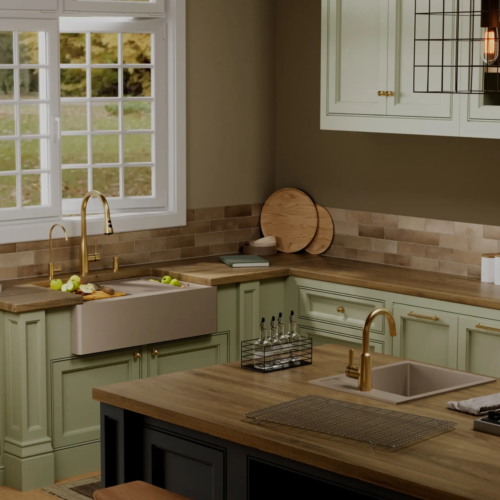 Karran 34" Quartz Composite Workstation Farmhouse Sink, Concrete, QAWS-740-CN-PK2