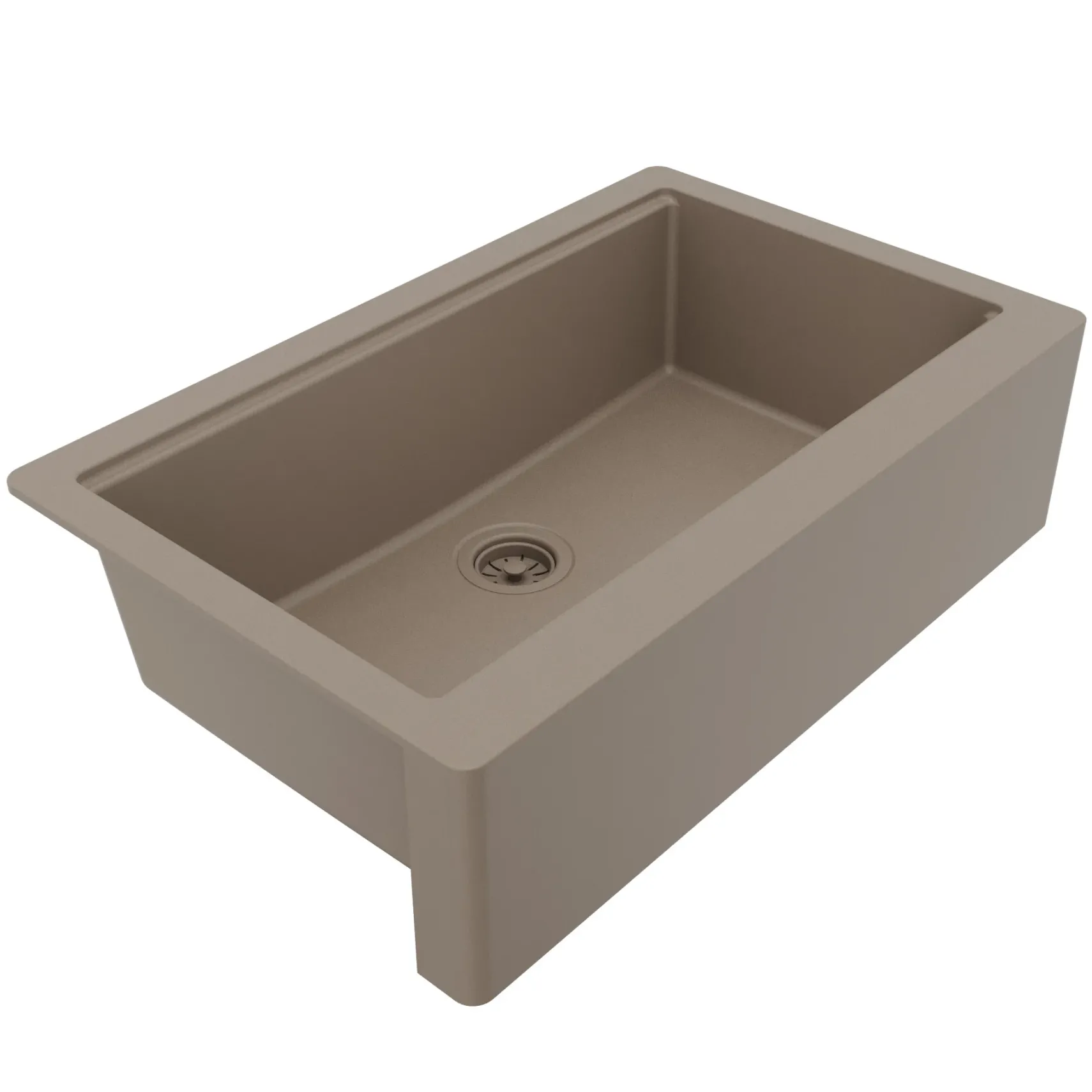 Karran 34" Quartz Composite Workstation Farmhouse Sink, Concrete, QAWS-740-CN-PK2
