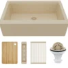 Karran 34" Quartz Composite Workstation Farmhouse Sink, Bisque, QAWS-740-BI-PK2