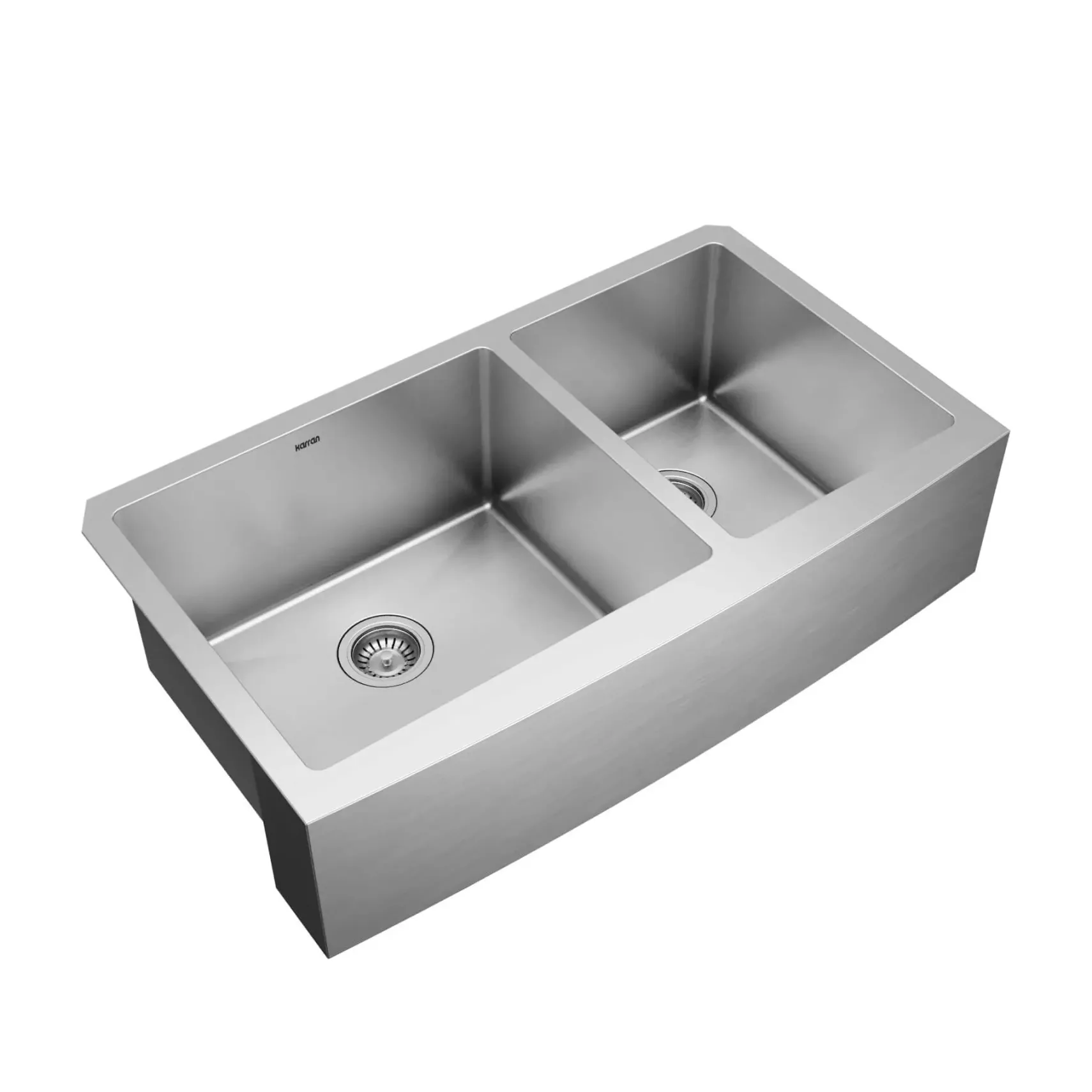 Karran 36" Stainless Steel Farmhouse Sink with Accessories, 60/40 Double Bowl, 16 Gauge, EL-87-PK1