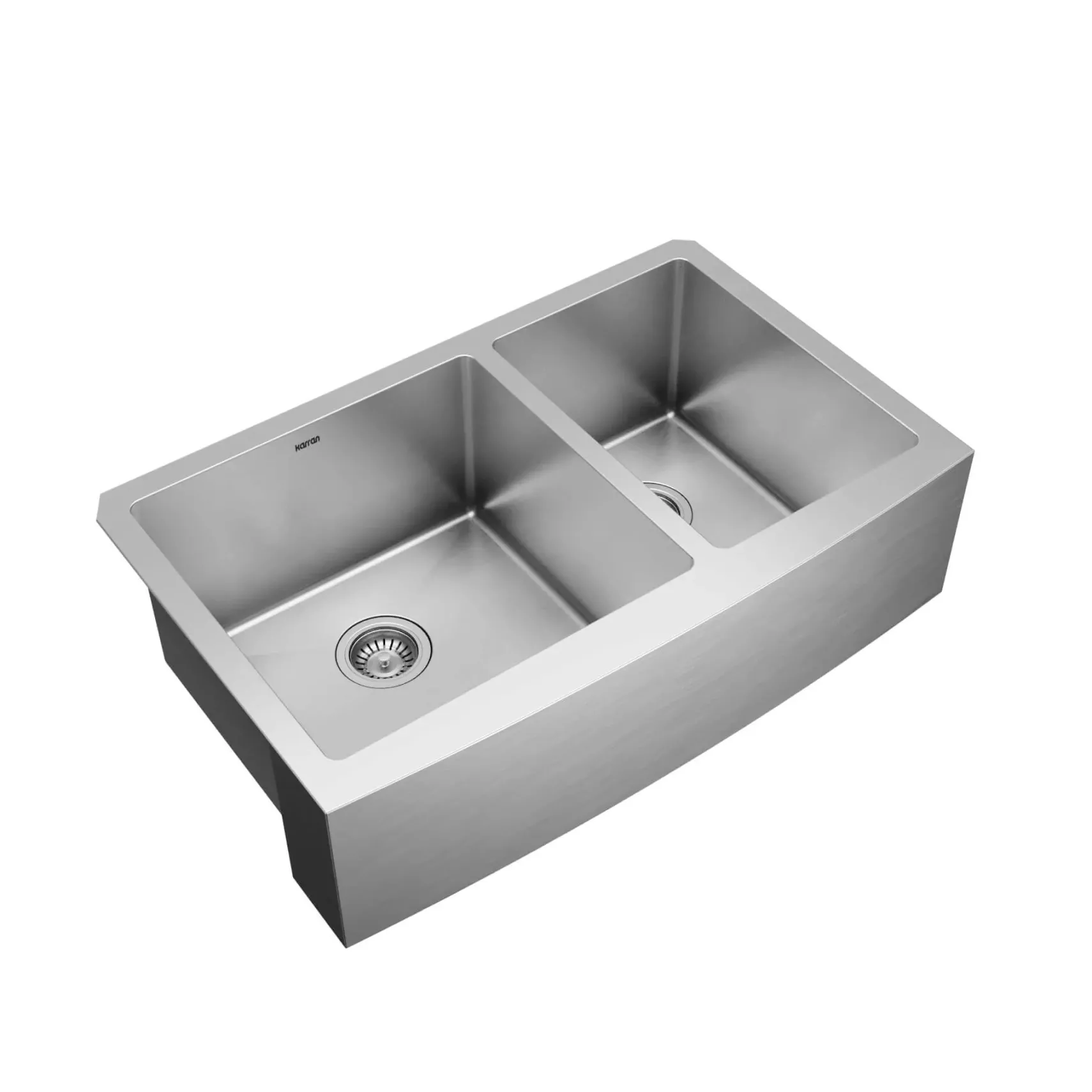 Karran 33" Stainless Steel Farmhouse Sink with Accessories, 60/40 Double Bowl, 16 Gauge, EL-86-PK1