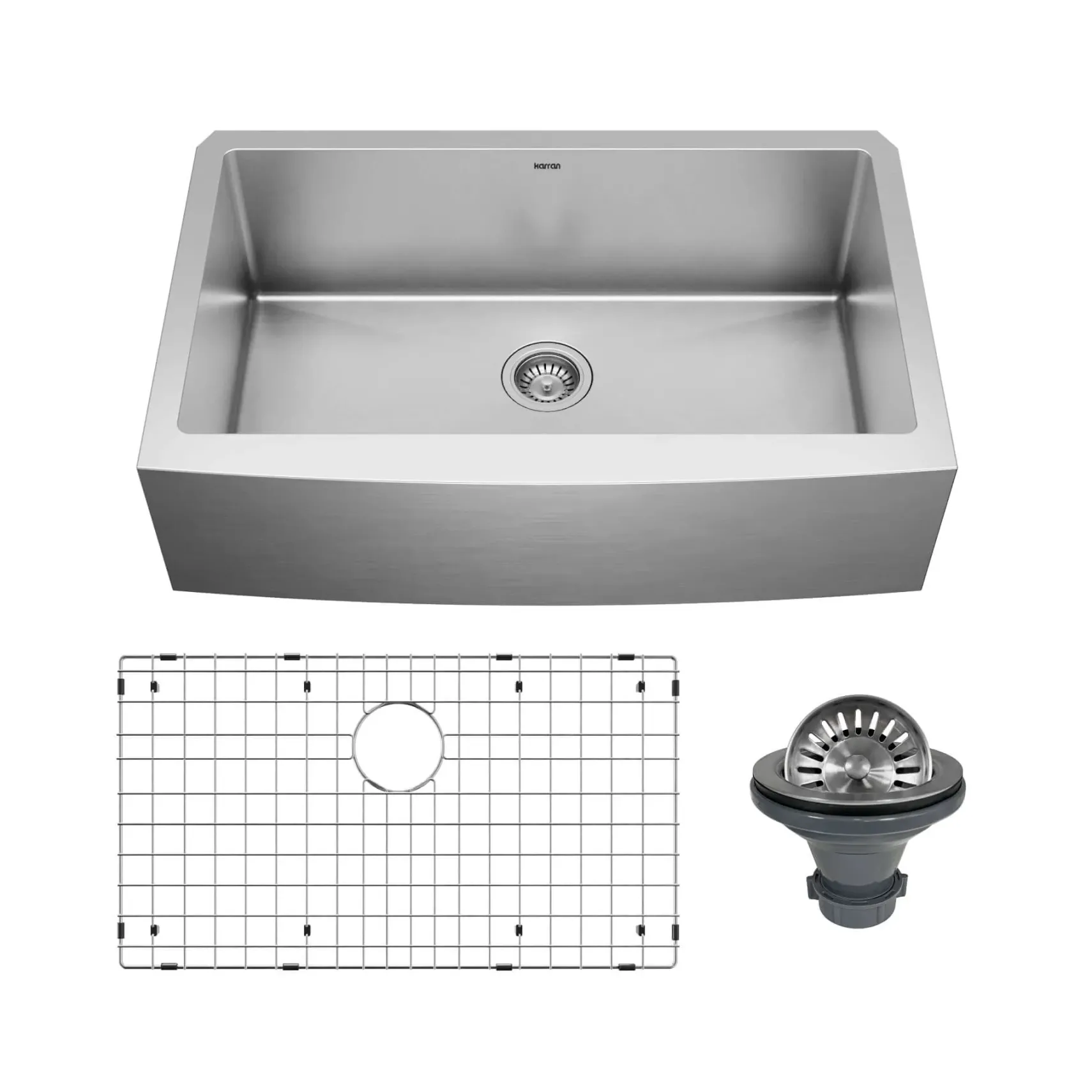 Karran 33" Stainless Steel Farmhouse Sink, 16 Gauge, EL-84-PK1