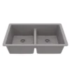 Karran 32" Undermount Quartz Composite Kitchen Sink, 50/50 Double Bowl, Grey, QU-810-GR
