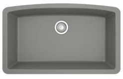 Karran 32" Undermount Quartz Composite Kitchen Sink, Grey, QU-712-GR-PK1