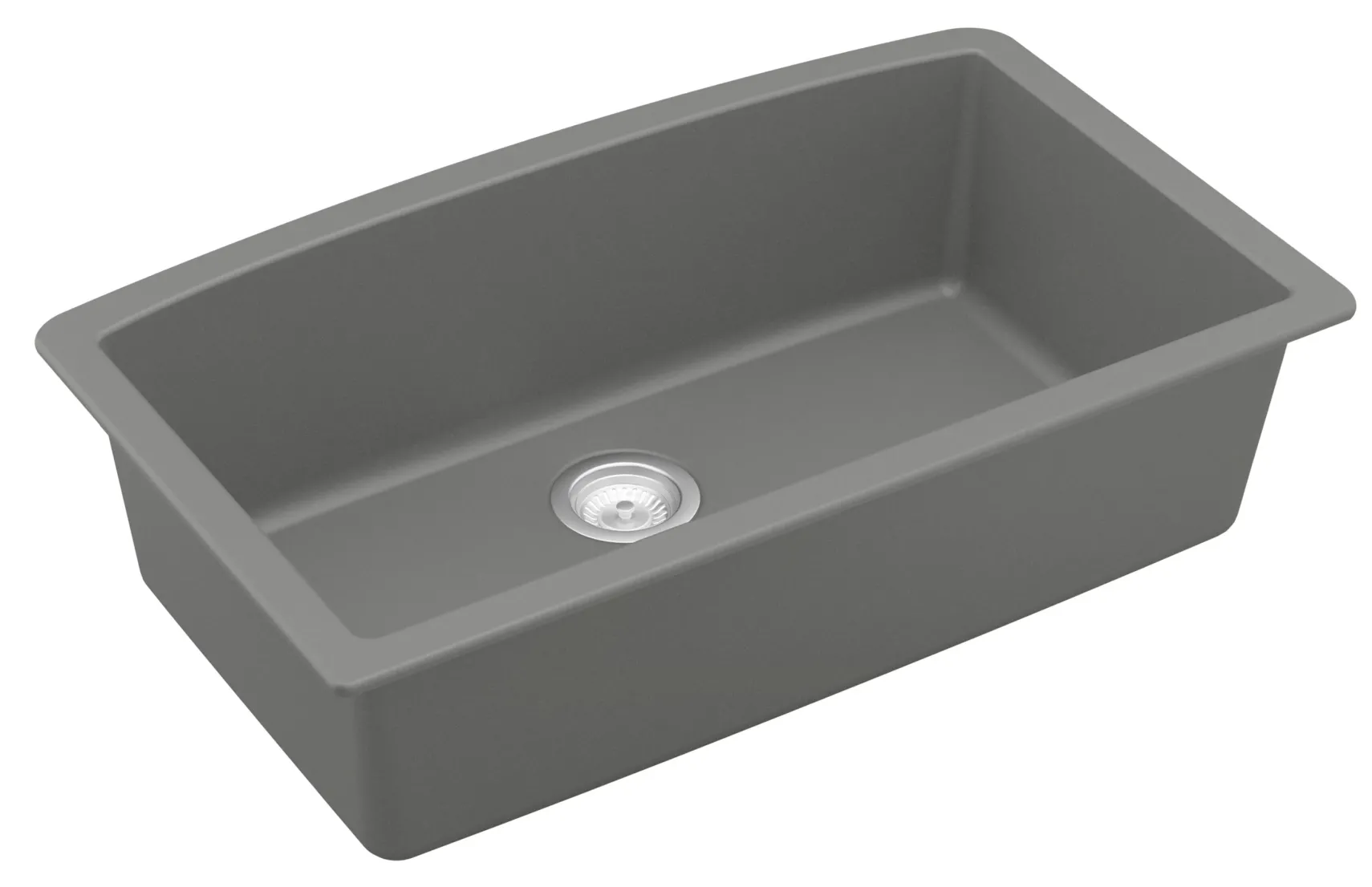 Karran 32" Undermount Quartz Composite Kitchen Sink, Grey, QU-712-GR-PK1