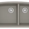 Karran 33" Undermount Quartz Composite Kitchen Sink, 60/40 Double Bowl, Concrete, QU-711-CN